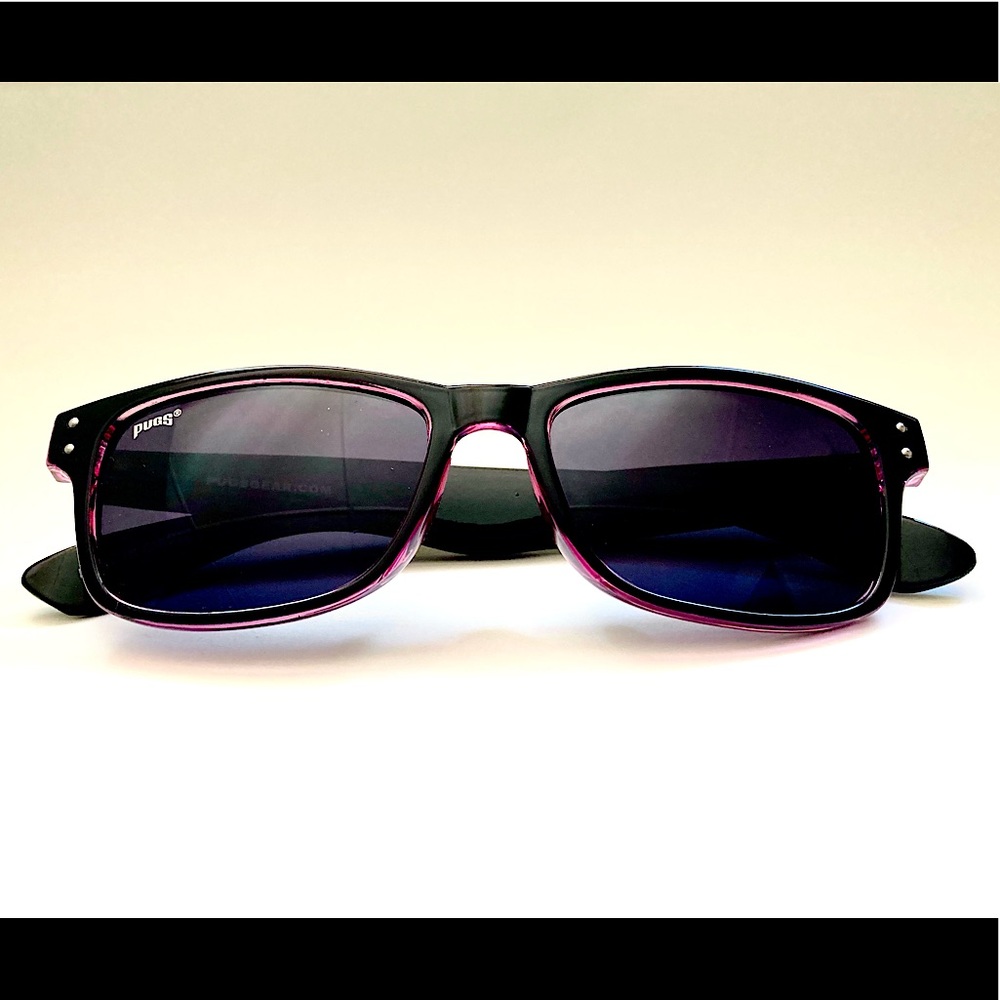 PUGS C6 CLASSIC DOUBLE STUD SHINY BLACK-CRYSTAL PURPLE SUNGLASSES IN SMOKE TINT